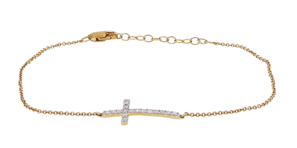 10K YG .15 CTW Diamond Cross Bracelet