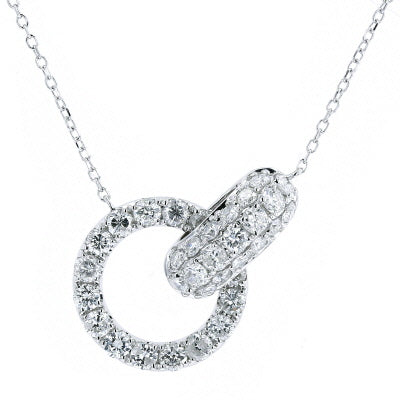 14K White Gold 1.00 CTW DIamond Necklace 16" Chain