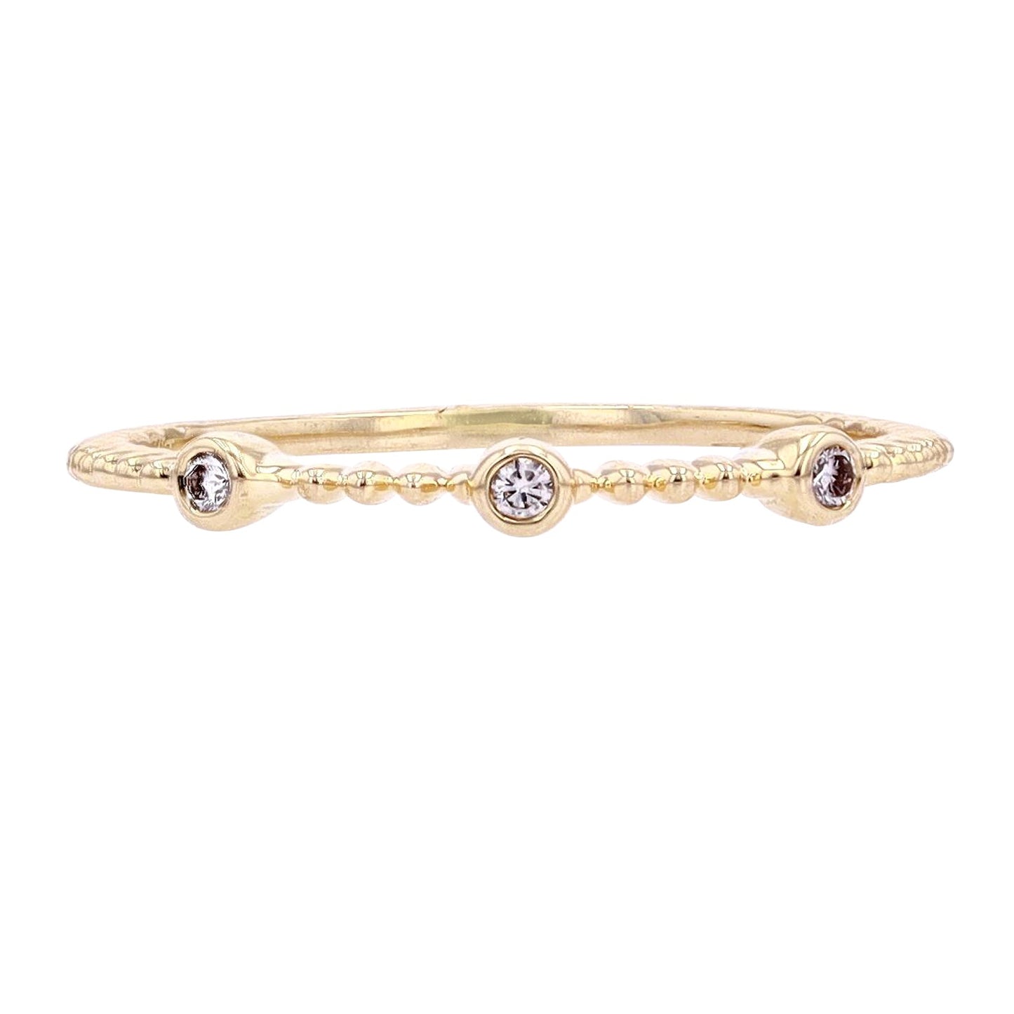 0.03 CTW Stackable Beaded Diamond Ring in 14k Gold