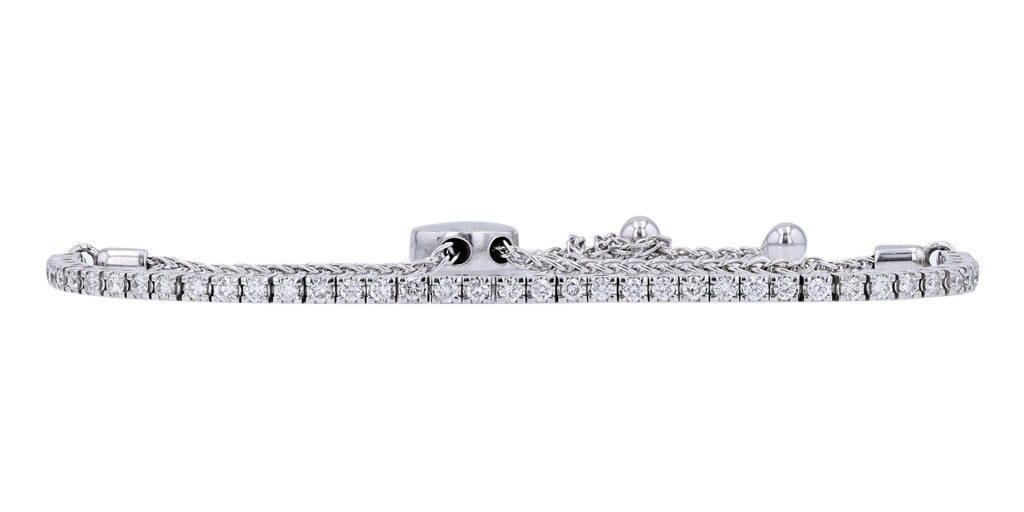 14K White Gold 1.00 CTW Diamond Bolo Bracelet