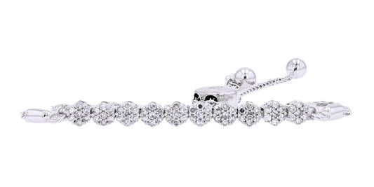 10K White Gold 0.50 CTW Diamond Bolo Bracelet