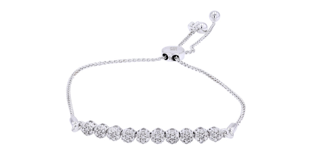 10K White Gold 0.50 CTW Diamond Bolo Bracelet