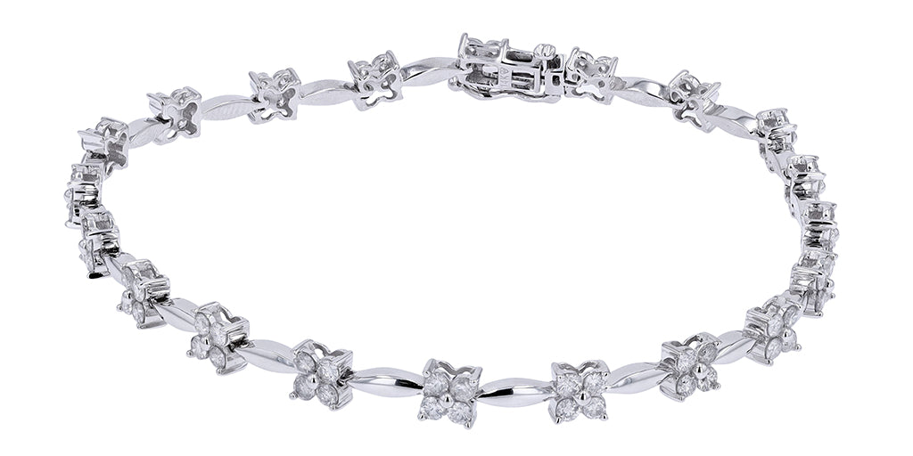 14K White Gold 2.30 CTW Diamond 7.5" Bracelet