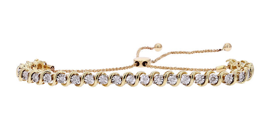 10K Yellow Gold 1/5 CTW Diamond Bolo Bracelet