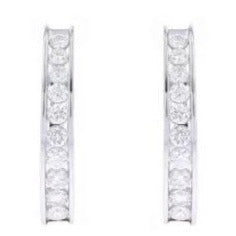 1 CTW Oval Hoop Diamond Earrings in 14k Gold