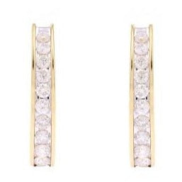 1 CTW Oval Hoop Diamond Earrings in 14k Gold