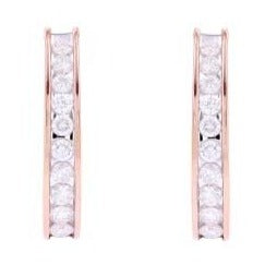 1 CTW Oval Hoop Diamond Earrings in 14k Gold