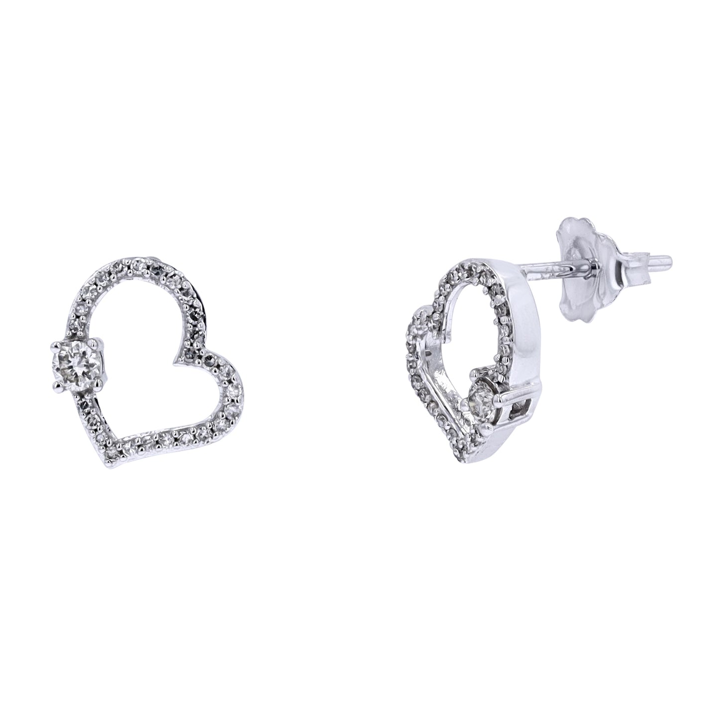 1/4 CTW Diamond Heart Earrings in 10k Gold