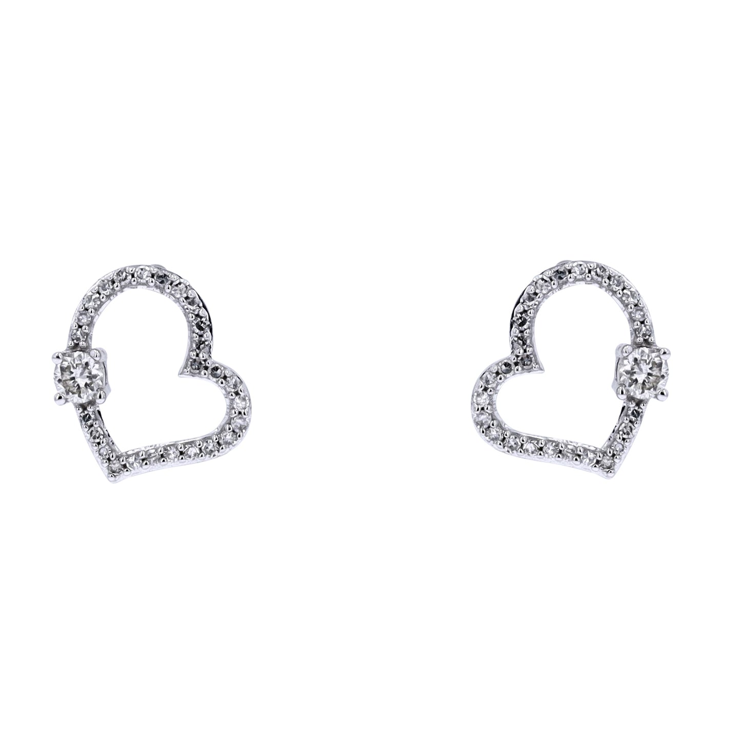 1/4 CTW Diamond Heart Earrings in 10k Gold