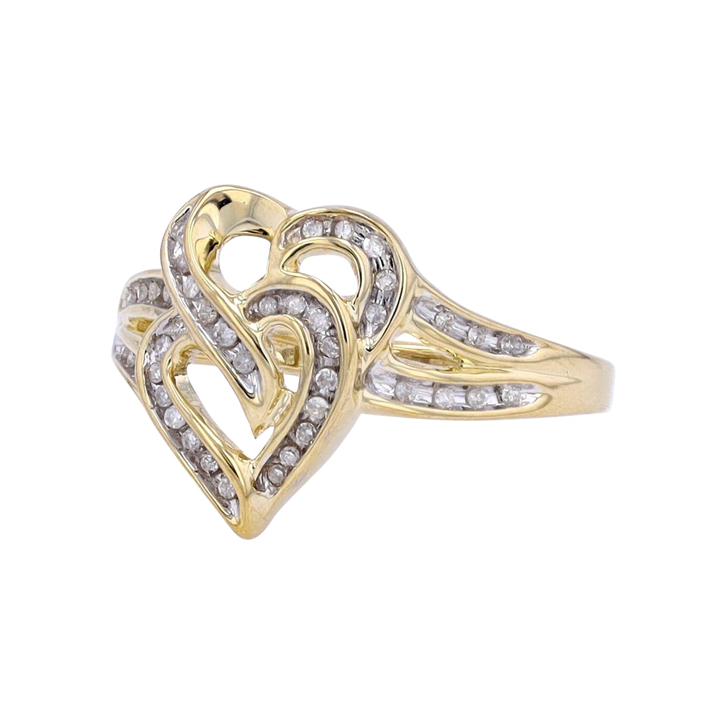 .14CTW Interlocking Diamond Heart Ring in 10K Yellow Gold