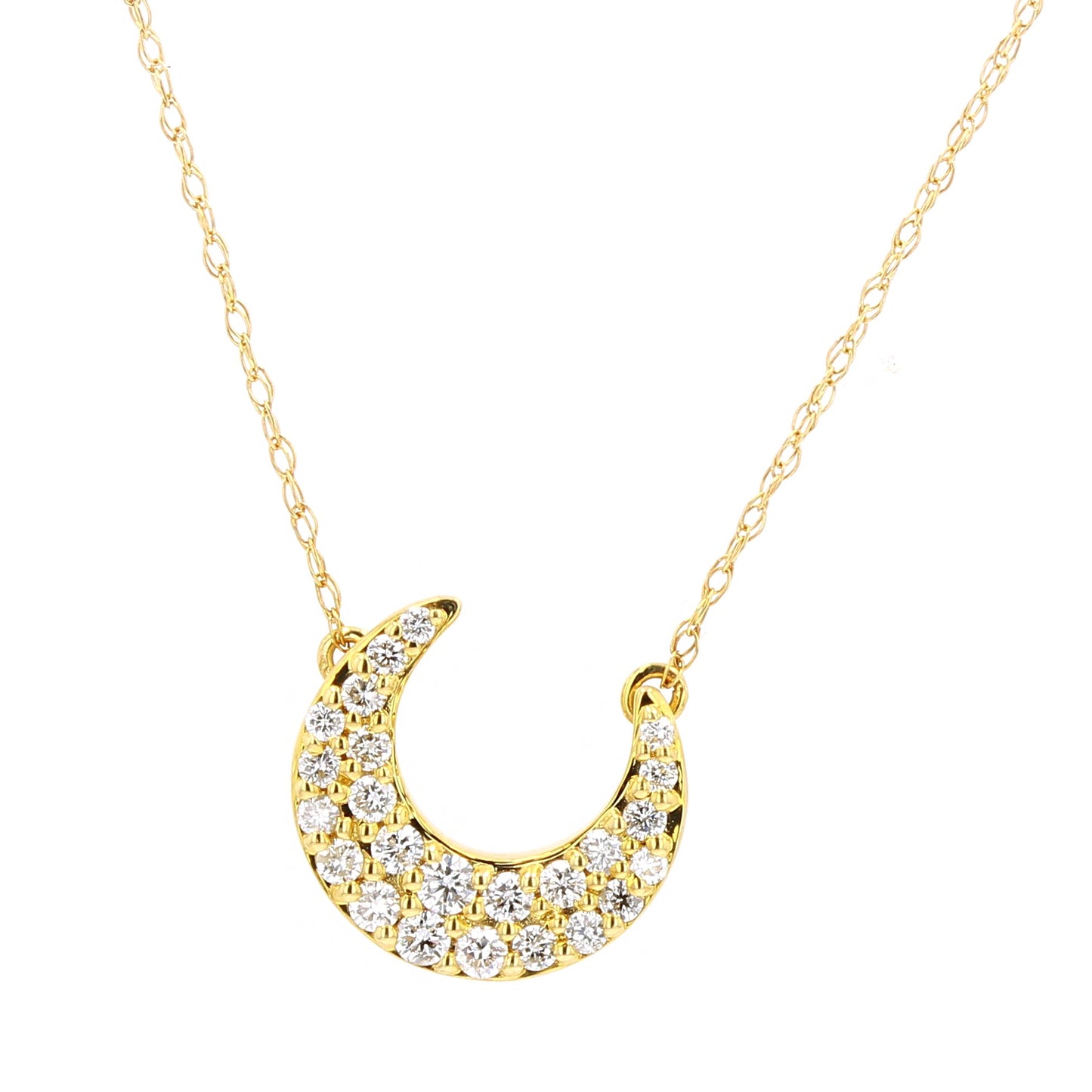 0.25 CTW Diamond Crescent Moon Necklace in 10k Gold