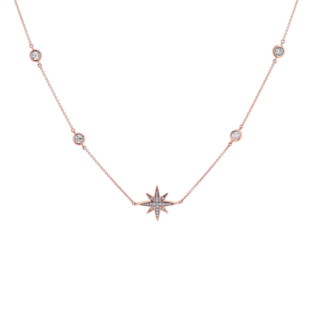 10K Rose Gold 0.17 CTW Diamond Necklace 14"-18"