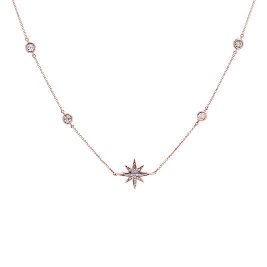 10K Rose Gold 0.17 CTW Diamond Necklace 14"-18"