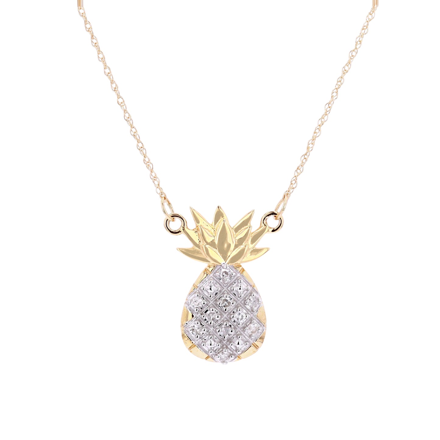 0.10 CTW Pineapple Diamond Necklace in 10k Gold