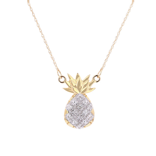 0.10 CTW Pineapple Diamond Necklace in 10k Gold