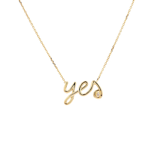 0.02 CTW “Yes” Diamond Necklace in 14k Gold