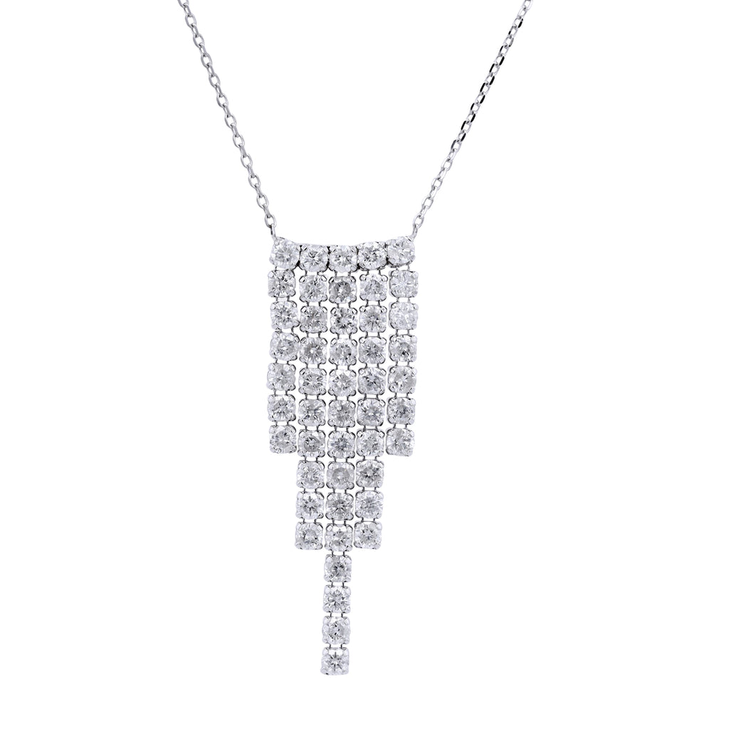 14K WG 2.00 CT Graduating Diamond Necklace 18" Chain