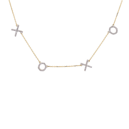 10K Yellow Gold 0.15 CTW Diamond XOXO Necklace