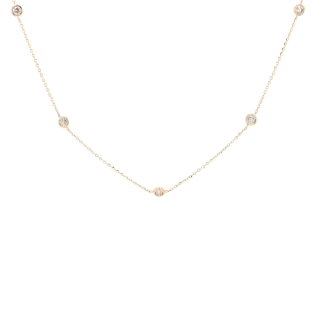 14K Yellow Gold 0.12 CTW Diamond Necklace 18" Chain