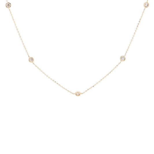 14K Yellow Gold 0.12 CTW Diamond Necklace 18" Chain