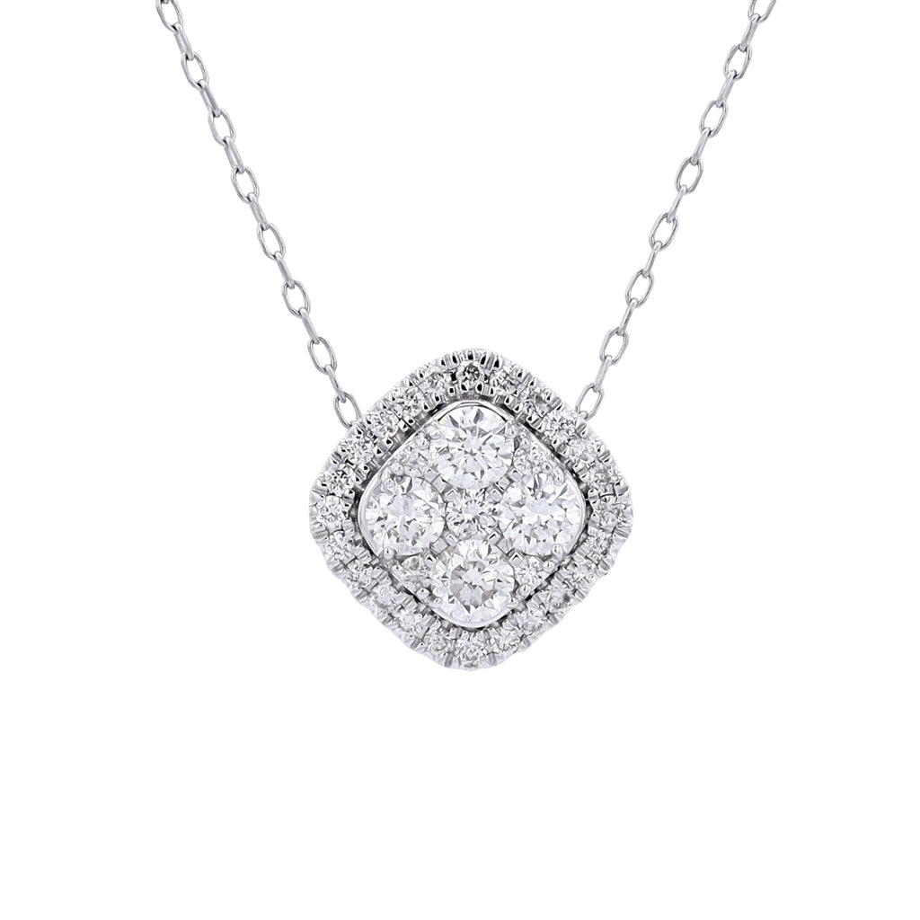 14K WG 1.00 CTW Diamond Cluster Pendant