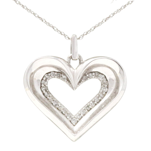 1/4 CTW Double Heart Diamond Pendant in 10K White Gold