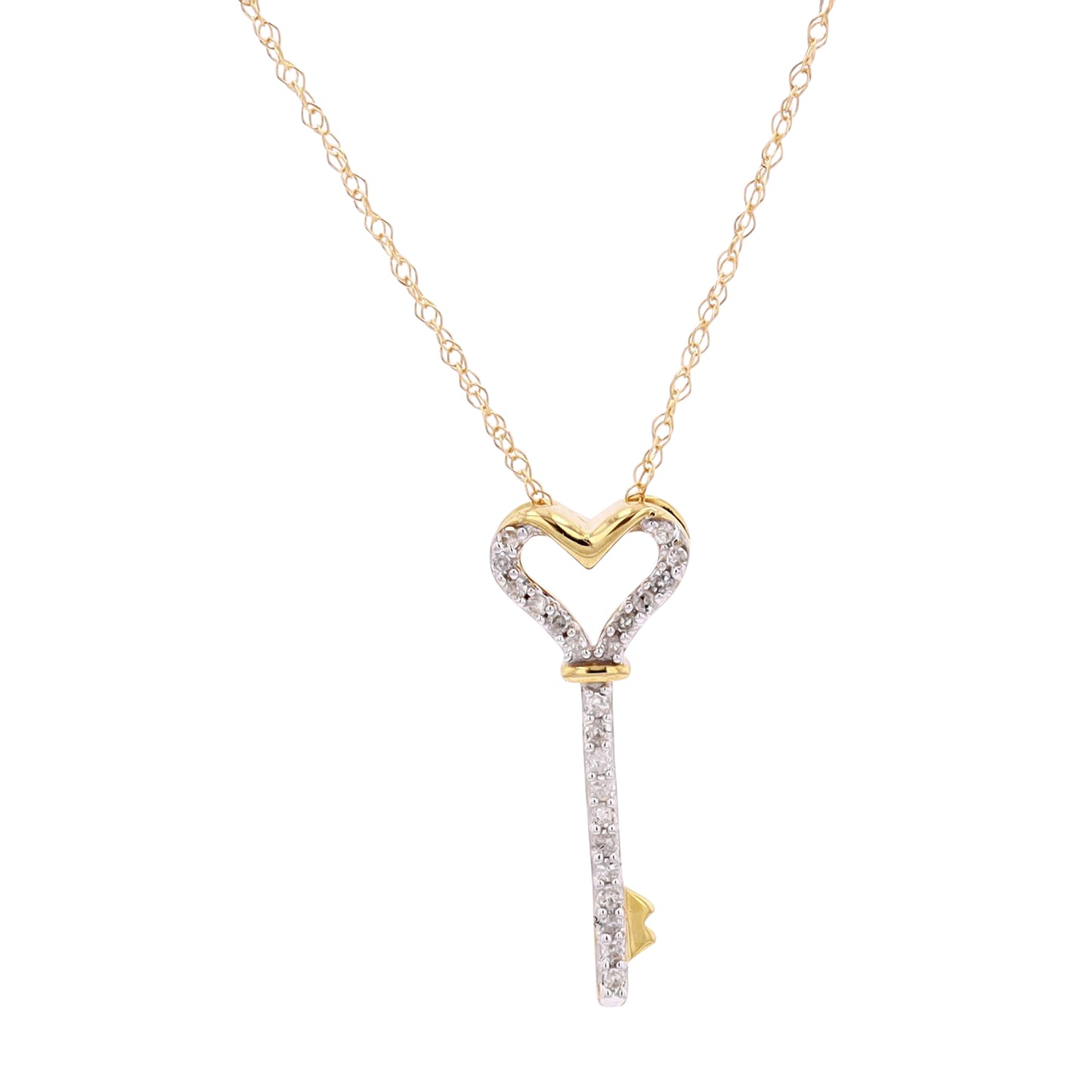 0.11 CTW Heart Key Diamond Necklace in 10k Gold