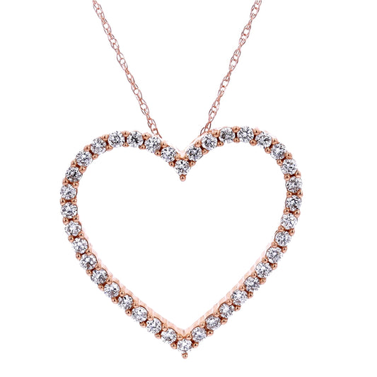 1/2 CTW Heart Diamond Pendant in 14K Rose Gold