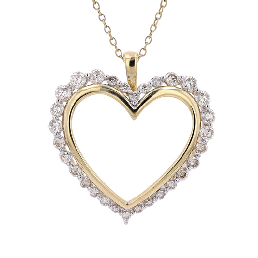 1 CTW Heart Pendant in 10K Yellow Gold