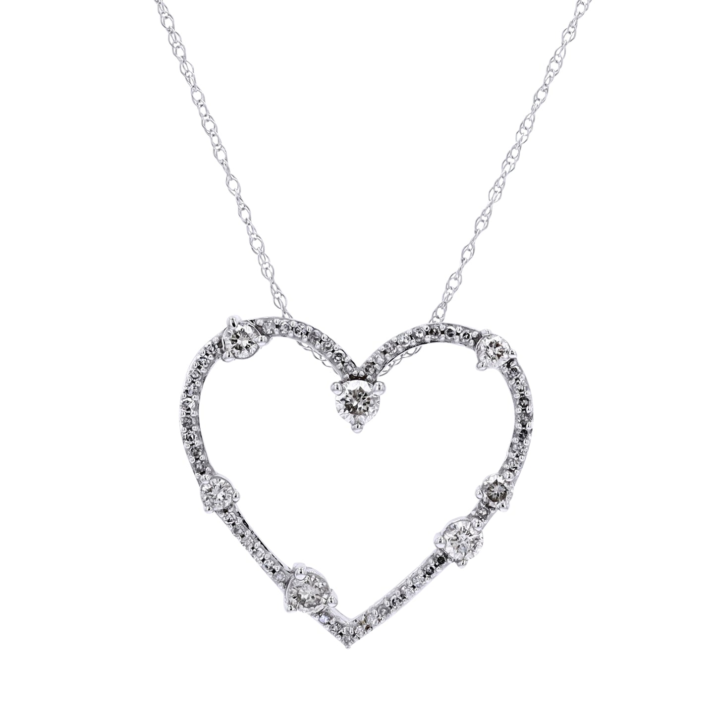 1/2 CTW Heart Diamond Pendant in 10K White Gold