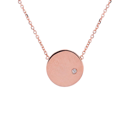 14K Rose Gold 0.01 CT Diamond 18" Necklace