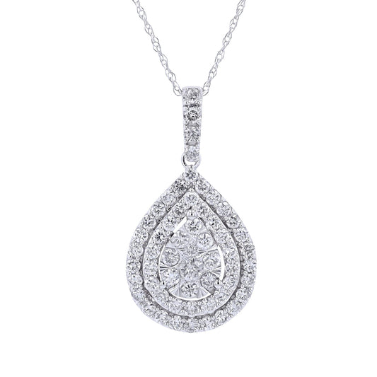 14K White Gold 1.00 CTW Diamond 18" Chain