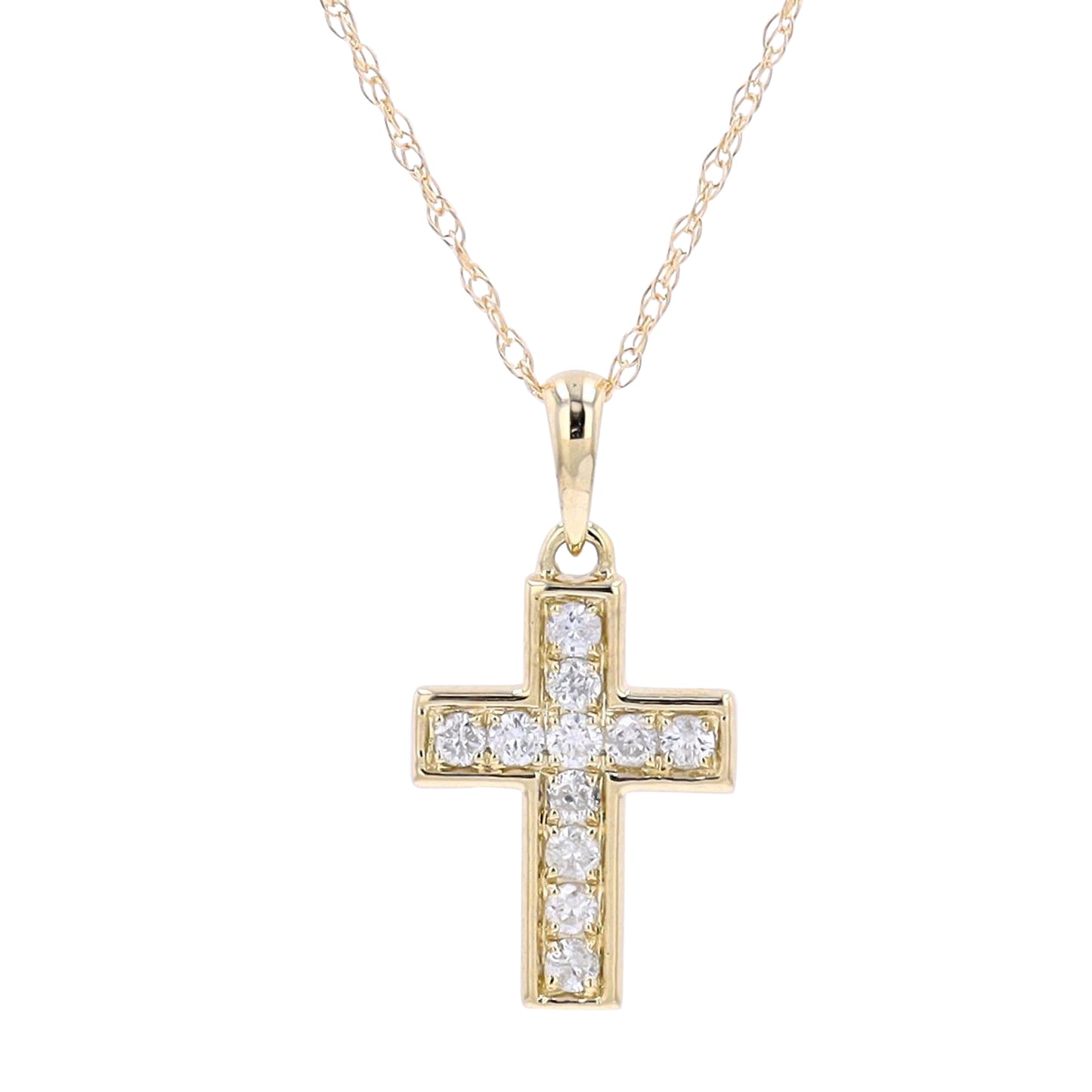 14k Gold Diamond Cross Pendant 0.15 CTW