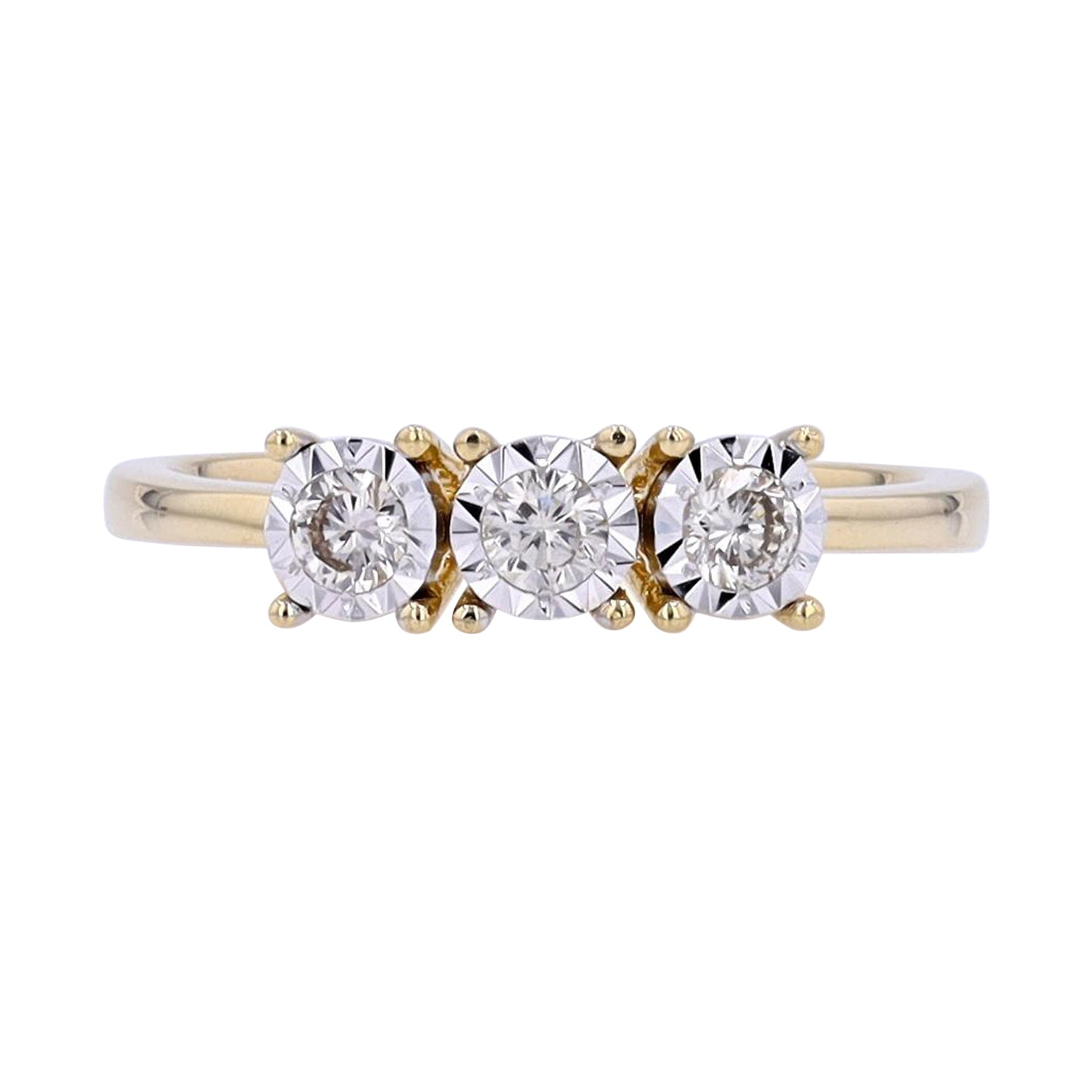 1/4 CTW Three Stone Miracle Set Diamond Ring in 10k Gold