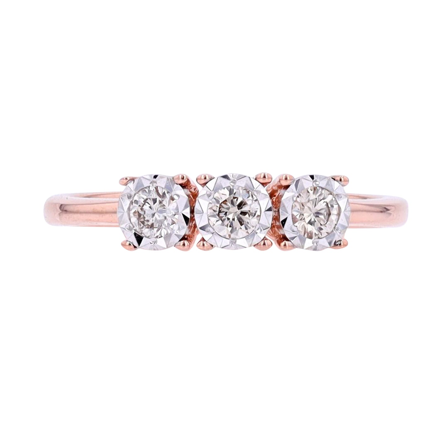 1/4 CTW Three Stone Miracle Set Diamond Ring in 10k Gold