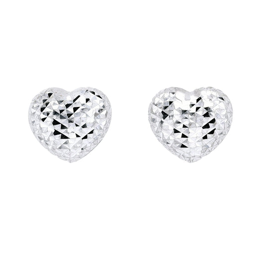 14k Gold Textured Heart Earrings