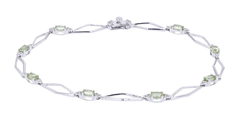 10K White Gold 0.14 CTW Diamond 1.50 CTW Peridot Bracelet