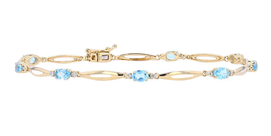 10K YG 0.14 CTW Diamonds 1.50 CTW Swiss Blue Topaz Bracelet