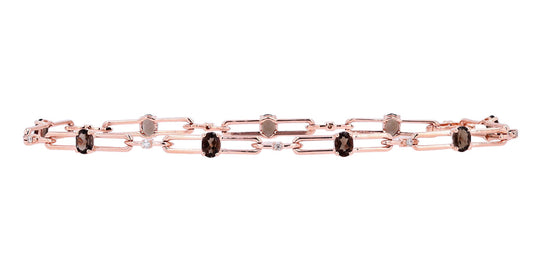 10K Rose Gold 0.10 CTW Diamond 1.35 CTW Smokey Quartz Bracelet