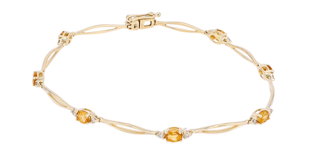 10K Yellow Gold 0.18 CTW Diamond 1.15 CTW Citrine Bracelet