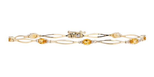 10K Yellow Gold 0.18 CTW Diamond 1.15 CTW Citrine Bracelet