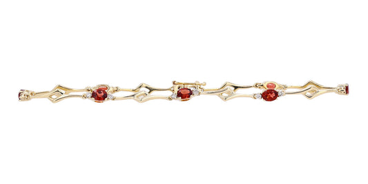 10K Yellow Gold 0.18 CTW Diamond 1.50 CTW Garnet Bracelet