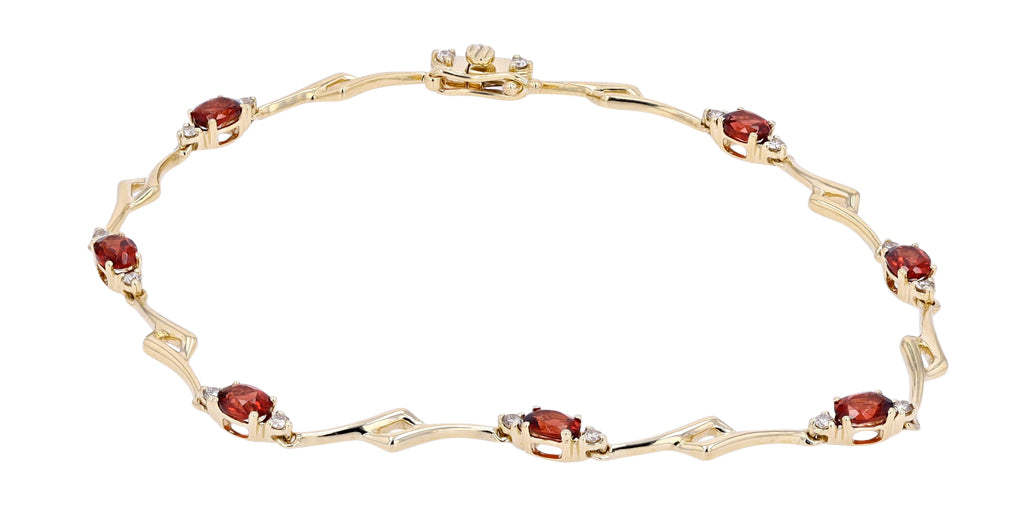 10K Yellow Gold 0.18 CTW Diamond 1.50 CTW Garnet Bracelet