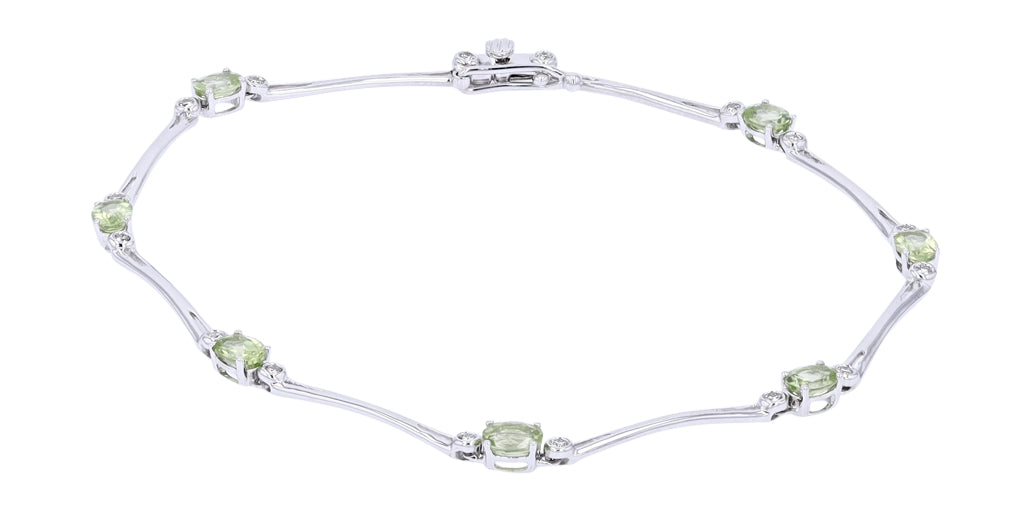 10k White Gold 0.14 CTW Diamond 1.25 CTW Peridot Bracelet