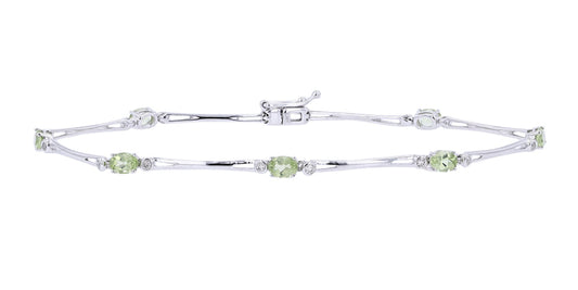 10k White Gold 0.14 CTW Diamond 1.25 CTW Peridot Bracelet