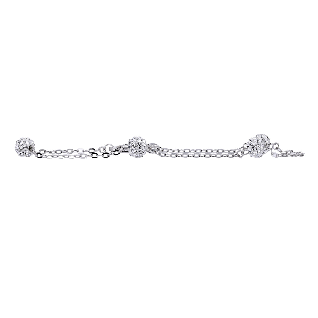 14K WG White Topaz Stations Bracelet