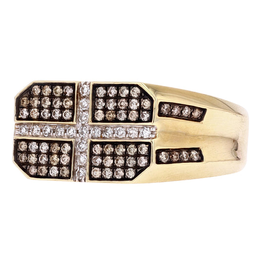 0.75 CTW Gents White & Chocolate Diamonds Ring in 10k Gold