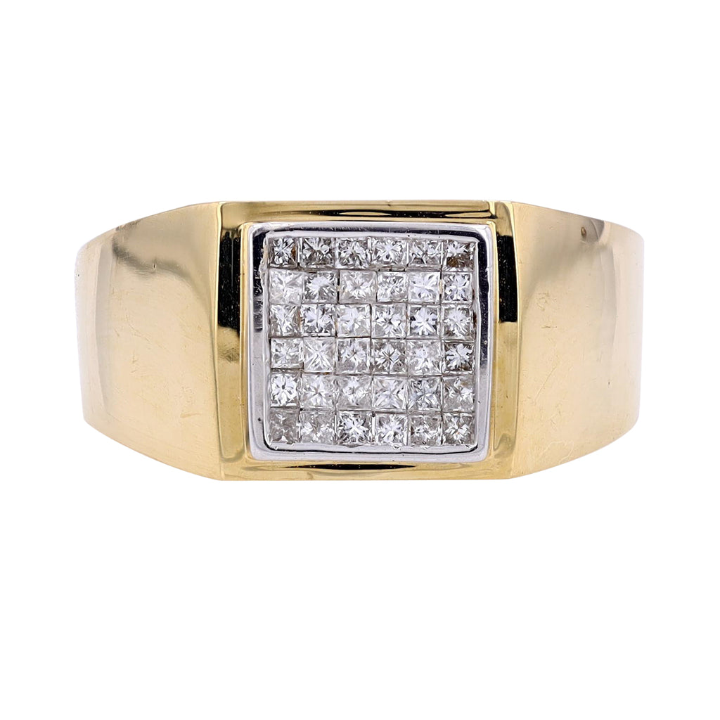 14K YG Diamond Invisible Set Gents Ring