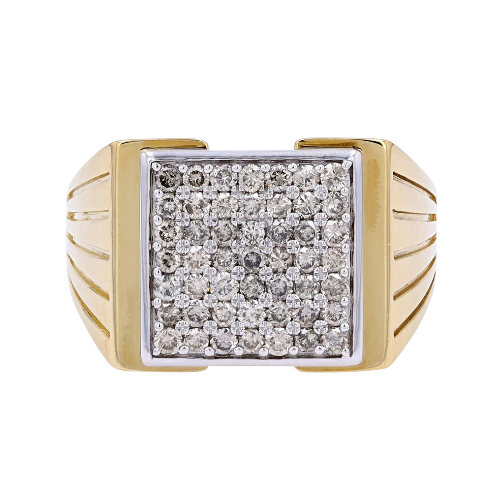 10K YG 1 CTW Diamond Cluster Gents Ring