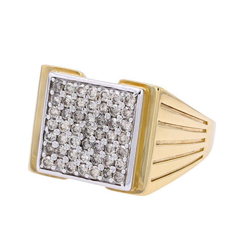 10K YG 1 CTW Diamond Cluster Gents Ring